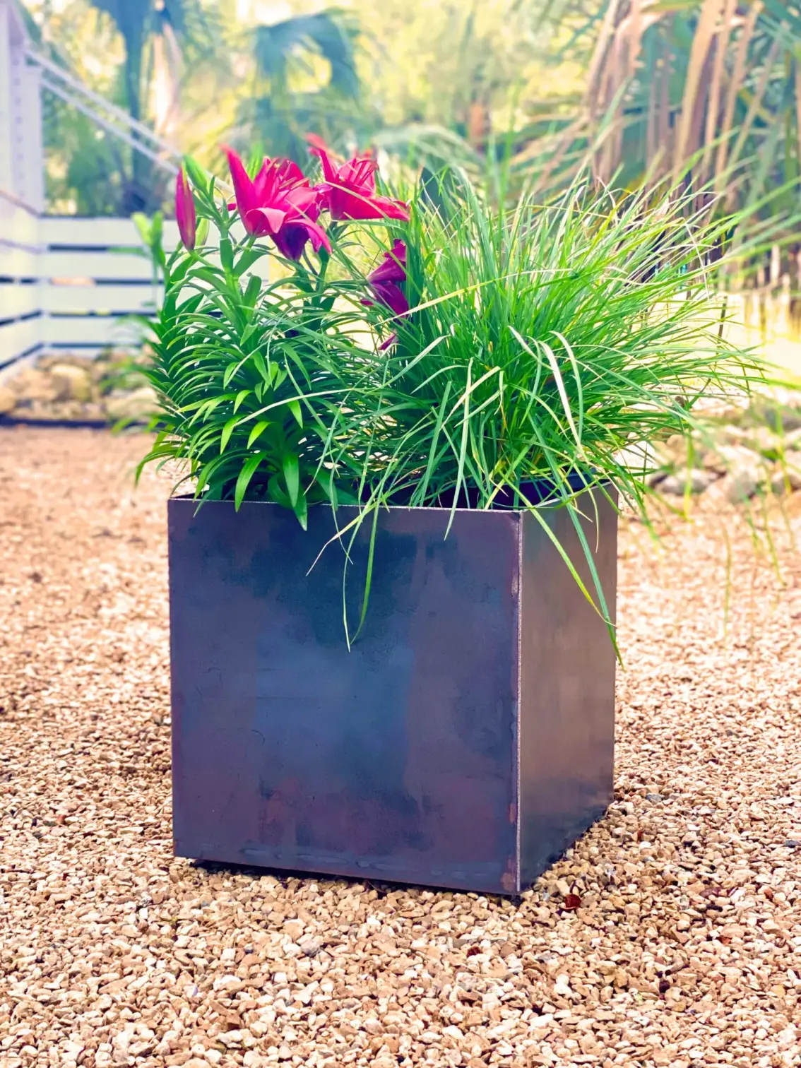 Corten Steel Planter Box 12X12X12 With Shelf